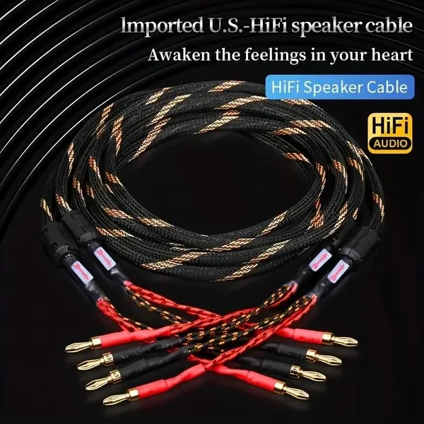 Kabel – Lautsprecher Hifi – High end 2x 3 Vergoldete Stecker