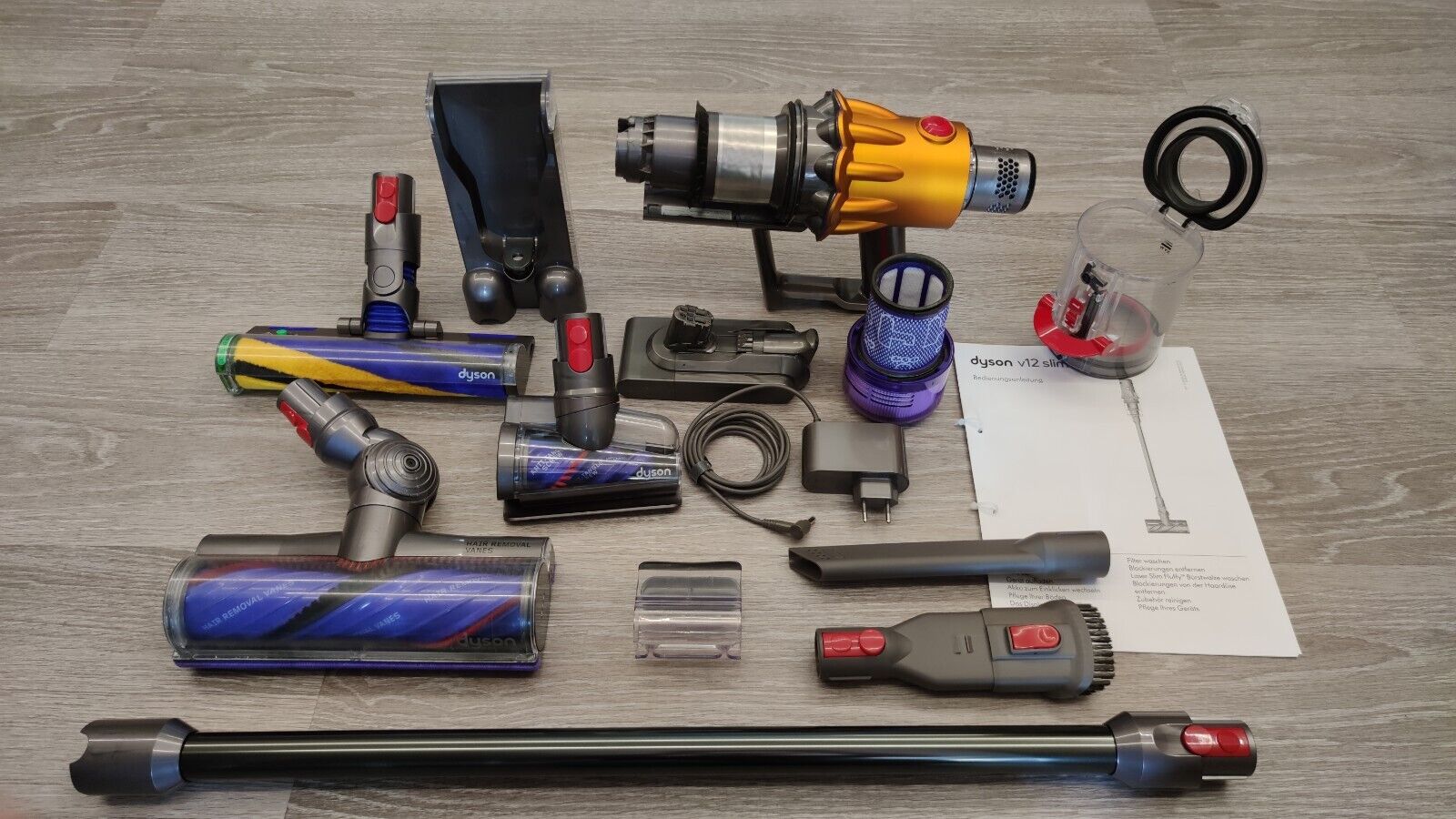 Dyson V12 Detect Slim Akku-Staubsauger – Gelb/Eisenfarben