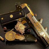 1911 Government Schlitten, graviert in 24-karätigem Gold, Ka